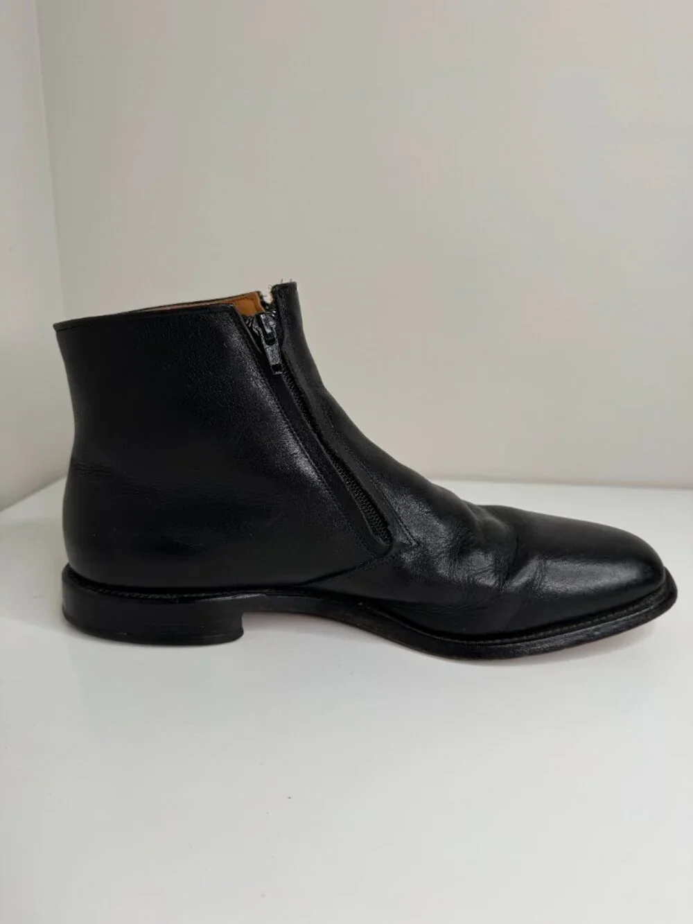 Allen Edmonds Kingston Vintage Boots Mens 11 High Top Black Leather Double Zippe